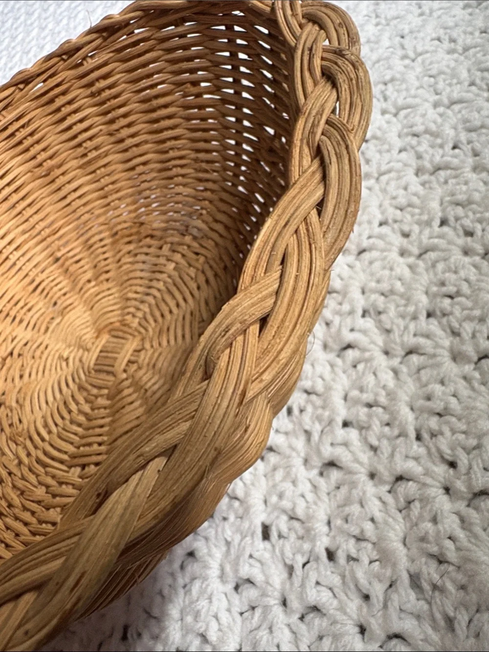 Vintage Boho Woven Round Wicker Natural Brown Decorative Basket Home Accents 3